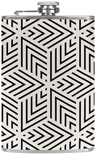 Hip tikvica za tečnost od nerđajućeg čelika nepropusna sa lijevkom 7.7 Oz kožna navlaka odlična poklon ideja tikvica-moderni geometrijski dizajn