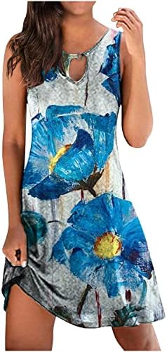 Ženski ljetni sarafan modni štampani 2023 kratke haljine Ključaonica haljina na plaži bez rukava labava
