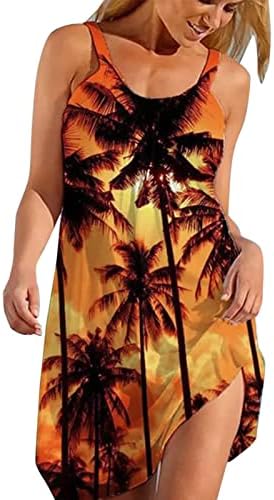 Ženska Ležerna cvjetna mini haljina bez rukava Tropski Print ljetna plaža Tunic Tank haljine