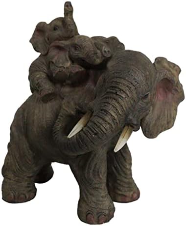EBROS mali divlji zivci Slon i 2 telad na svinjskim sviranjem statua 5,25 visoki rezin safari