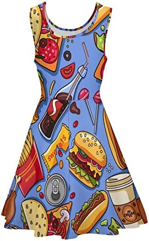 Baikutouan američka brza hrana ženska haljina za plažu za plažu Mini ljuljac ljeto bez rukava