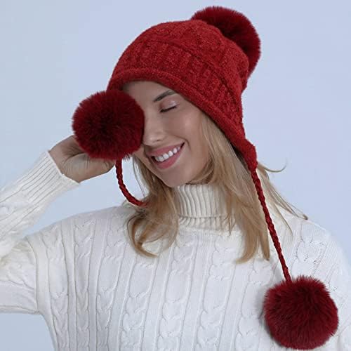 Ženska zima topli pleteni špak s skijanjem od vune dame slatka jesen i zimski plišani plemički