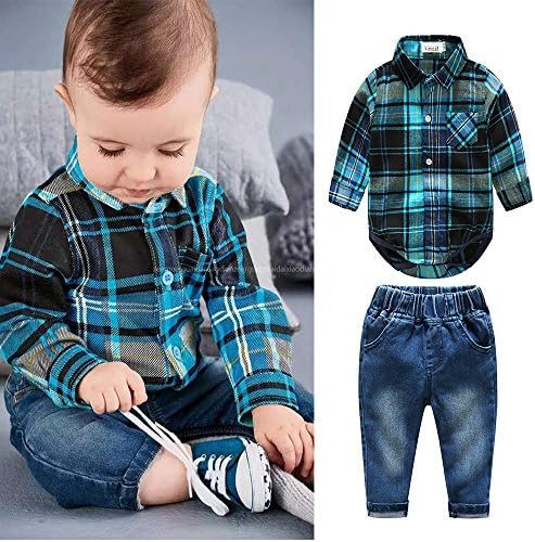 Kimocat Baby Boys Odjeća postavljena modna casual odijelo dugih rukava i traper hlače