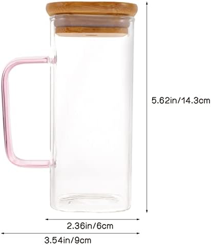 Cabilock Glass boce za vodu staklene šolje sa drvenim poklopcima i Slamkama kvadratne naočare za piće