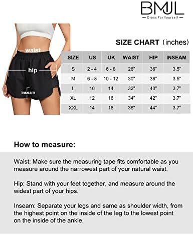 BMJL ženske kratke hlače Atletic visoke strukske vučne strugove Brze suho vježbanje Tkaća za
