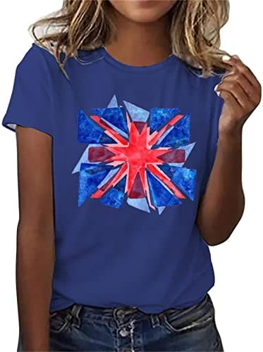 Union Jack vrhovi za žene kratki rukav Crewneck bluza 2023 kralj Charles Coronation Holiday Bris