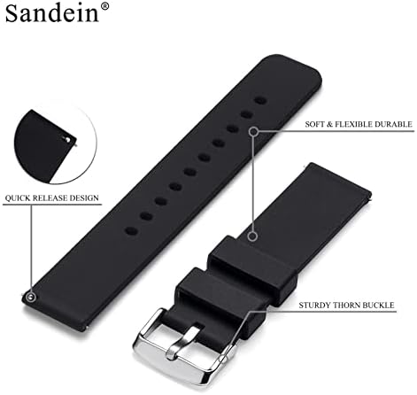 Sandein Watch Bands - Silikon Brzo izdanje Mekani gumeni zamjenski remen za sat - kompatibilan sa 18 mm, 20