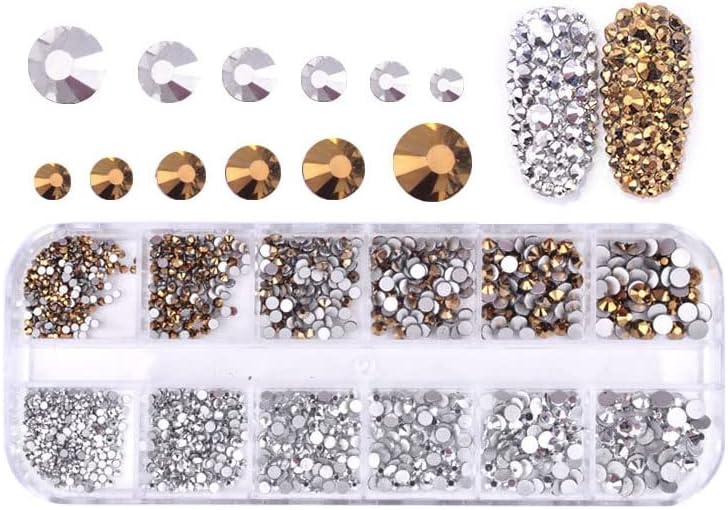 12 Grid Nails Art accesorios AB Clear Rhinestones 3D Glitter gems Pearl DIY dekoracija za manikir potrepštine