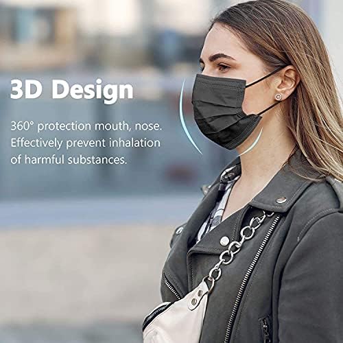 Crna maska za lice, 100kom jednokratne maske prozračne 3-slojne maske za filter prašine poklopac za