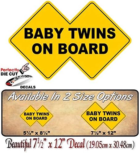 Baby Twins Na Brodu 8.25 Vinyl Decal Žuta Dvostruki Dijamant Dizajn Sigurnost Automobila Slatka Dizajn Twin Djecu
