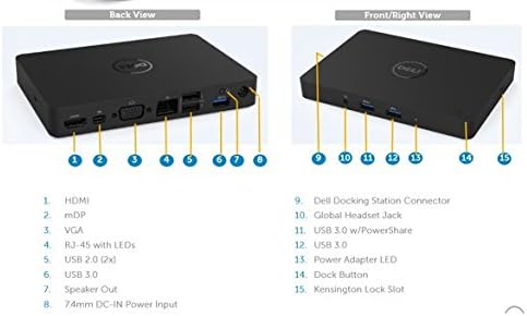 Dell Wd15 priključna stanica za Monitor 4K sa adapterom od 180W, USB-C,