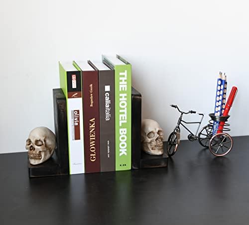 OwlGift dekorativni Halloween Skull Bookends, Heavy Duty Bookends za police, Skull Book završava