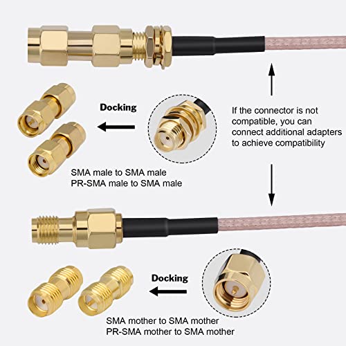 CAPChang sma antenski kabl RG316 koaksijalni kabl 2-Pack 12inch SMA ženski na SMA muški Pregradni dodatak