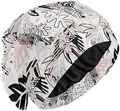 Kapa za spavanje za spavanje Radni šešir BONNET Ziš za žene cvjetno cvijeće Ružičasta crna bijela