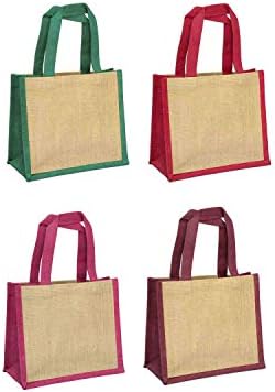 Mala Burlap torba za ručak poklon torba prirodno tijelo kontrastna crvena bordo zelena ružičasta
