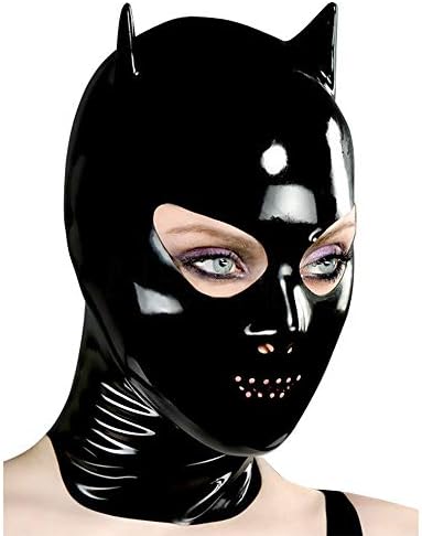 Seksi lateks glava za pokriće maske male uho Black Unisex Hood Party Nosite novi Cosplay NC07