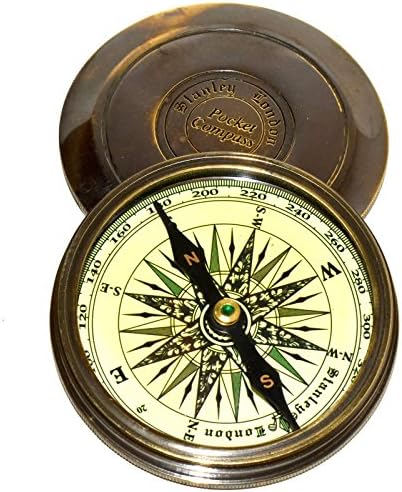 Nautički svjetski antikni 1880 džepni stil vintage london poema gravirana mesingana kompas