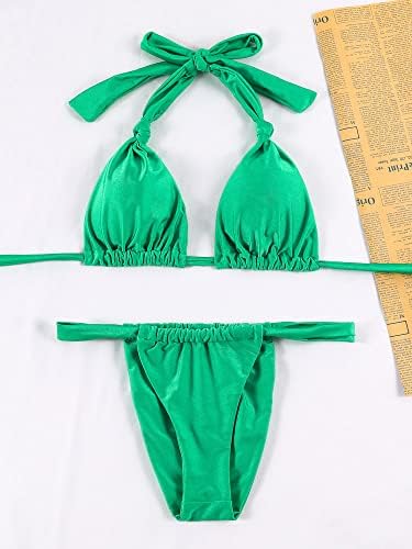 Žene Tange Bikini Set Drski Halter Trougao Niz Dva Komada Kupaćih Kostima Seksi Ruched Brazilski Kupaći