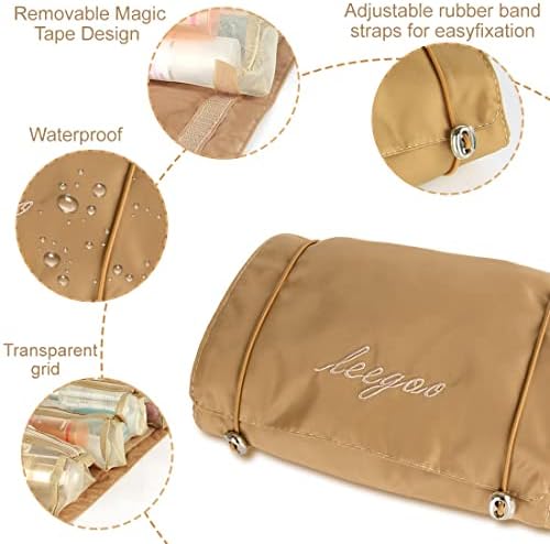 Acecharming viseća Roll-Up torba za šminkanje,4-u-1 sklopiva toaletna torba za putovanja, uklonjive torbe za odlaganje,