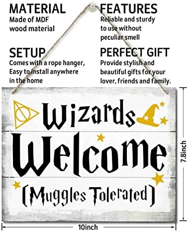 Wizards Dobrodošli Muggles Tolerirano znakov, viseći viseći zidni zidni znakovi, viseći čarobnjak