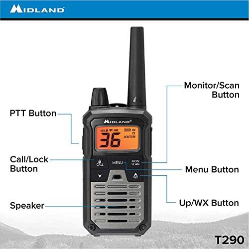 Midland T290X8VP4 X-TALKER GMRS voki-toki dugog dometa - dvosmjerni Radio sa NOAA vremenskim skeniranjem