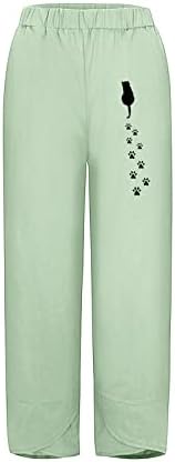 Ethia Wide nogu haljine za žene za žene Business Ležerne prilike Čvrste casual hlače Ispisane pantalone Elastični džepovi struka