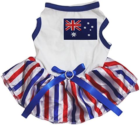 Petitebella štenad odjeća za pse za pse Australija zastava bijele top rwb stripes tutu