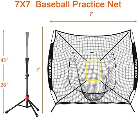 Storgem bejzbol i softball vežbati neto 7 × 7ft prenosivi udarači bacajući trening neto bejzbol backstop mreža