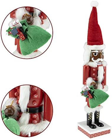 Pametne kreacije afroamerički Santa 14 inčni tradicionalni drveni Orašar, Svečani božićni dekor