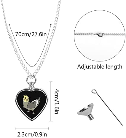 Funny Cockatiel štampana ogrlica za kućne ljubimce urne za pepeo srce kremiranje nakit spomen
