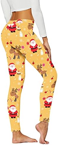 lcepcy Božićne tajice za žene Plus size trbuščić kontrola visokog struka hulahopke za trčanje Santa Claus Print Holiday Yoga pantalone