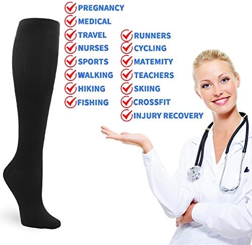 Dvostruki par 8 pari kompresijskih čarapa muškarci žene 20-30 mmHg koljena visoke medicinske kompresijske čarape za medicinske sestre trudnoća