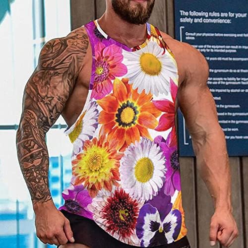 Šareni cvijet muške majice bez rukava teretana pulover prsluk Vježba ljetna plaža