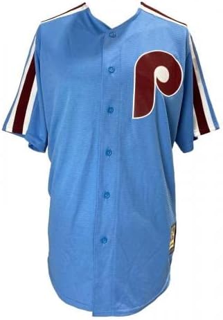 Mike Schmidt potpisao Phillies Blue Majestic CoolBase bejzbol dres JSA hologram - autogramirani MLB dresovi