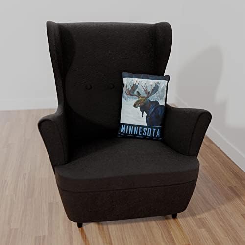 Minnesota Winter Moose Canvas Throw jastuk za kauč ili kauč kod kuće & ured iz ulja slika umjetnika