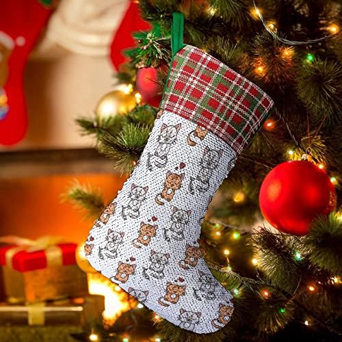 Volim moju mačku sekfin božićne čarape sjajni zid viseći ukras ukras za Xmas Tree Holiday Party
