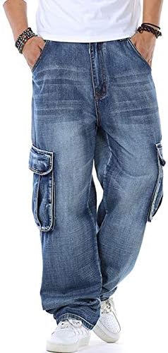 Yeokou muške Casual labave Hip Hop traper radne hlače traperice s džepovima za teret