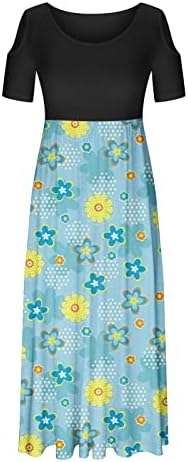 lcziwo ženske ljetne duge haljine 2023 Casual šareni Print hladno rame kratki rukav Maxi haljina