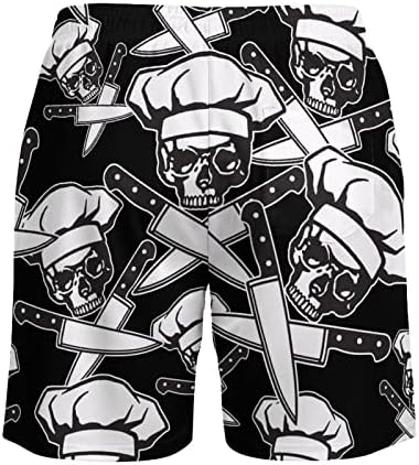 Skull Chef muške kupaće gaće sa Kompresijskom oblogom 2 u 1 Brzosušeće šorc za plažu sa džepovima