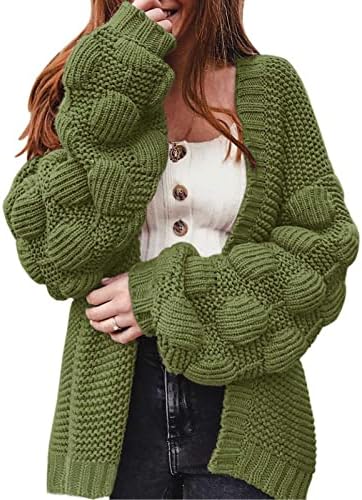 Swrowesi & nbsp;ženski otvoreni prednji dugi rukavi krupni pleteni džemperi sa kardiganom labavi