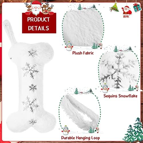PCS Plish kućni ljubimac Božićna čarapa Snowflake Božićne čarape Snježne bijele božićne magalice