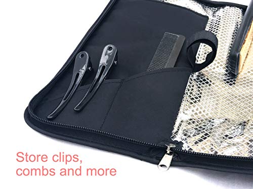 Ravna gvožđena kosa za ravnopravnost kose sa termičkom torbom otporna na toplotu J & M - Odgovara veće ravnopravnike - Zip-up All-in-One Mat & Travel torbica sa džepovima za isječke i češlja