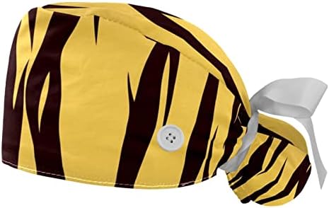 Kigauru 2pcs Podesiva radna kapa s gumbom Brown Tiger Print Ponytail torbica za vezanje