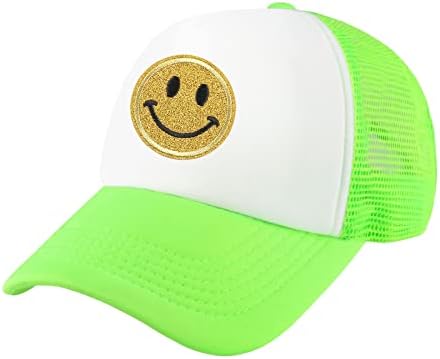 Lycycse Smile Face šešir ženske mrežaste neonske kamionske kape sa šljokicama smile Patch Preppy šešir Retro bejzbol kapa