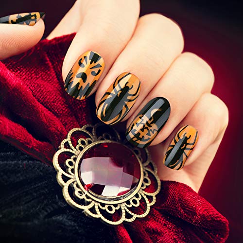 72 komada Halloween lažni nokti umjetni lažni kratki nokti komplet za nokte Halloween gotic lažni nokti