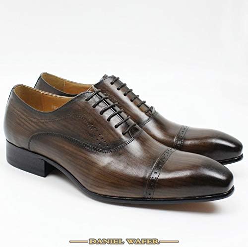 Daniel Wafer originalne kože Oxford haljine cipele za muškarce čipke up cap kancelarijski kancelarijski venčani cipele crne smeđe brogure šire oxfords formalne cipele muškarci