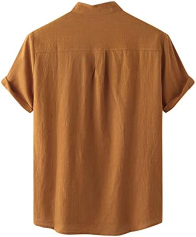 ZDDO muške gumb dolje majice pamučna posteljina kratki rukav ljetni vintage rever ovratnik Redovna fit