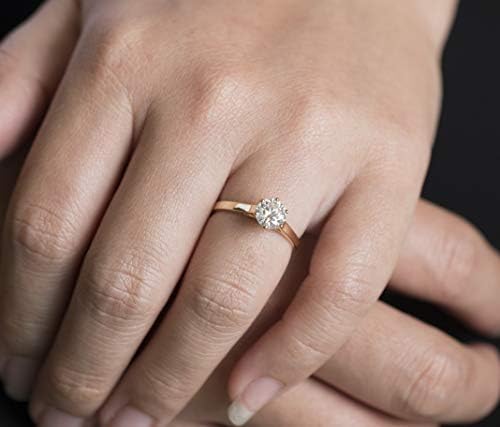 Kupite dragulje 10K od punog zlata 6 krakova okrugli Moissanite pasijans zaručnički prsten za žene