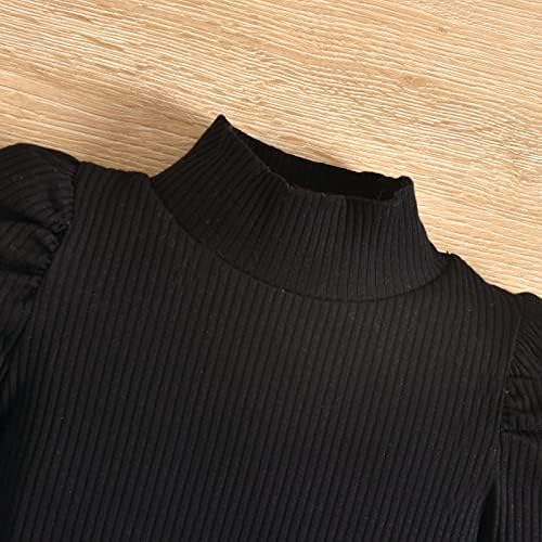 SoftComfy Toddler Kids Baby Girl Odjeća Pleteni dugi rukav Pom Pom džemper vrhovi crne suknje Fall Outfits