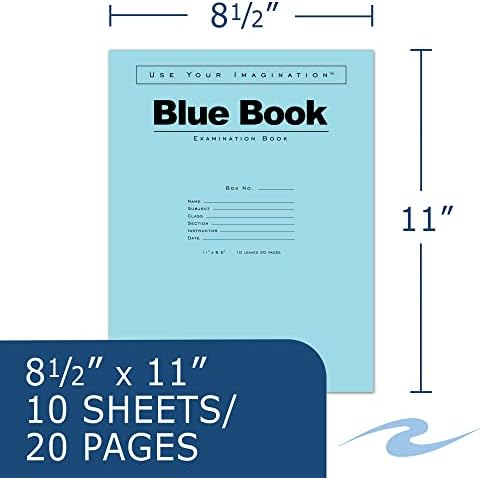 Roaring Spring ispit plave knjige, 50 Pack, 11 x 8.5, 10 listova/20 stranica, široko vladao